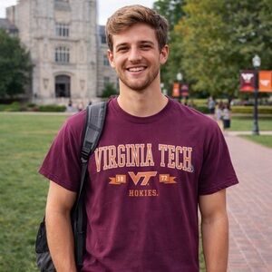 Virginia Tech Hokies T Shirt Size Large MV Sport VT Logo NCAA College Football